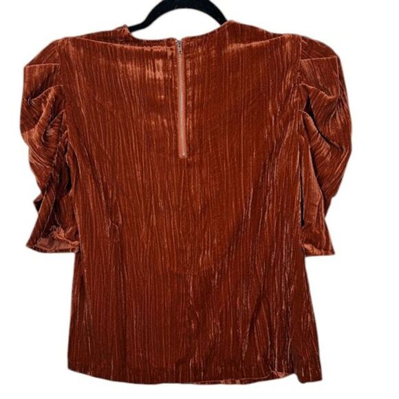NEW! Wayf Cinnamon Velvet Greyson Puff Sleeve Top (Rust color) Size XS - Picture 5 of 10
